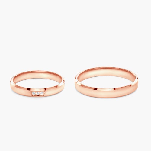 Obrączki ślubne: różowe złoto, z fazą, 3 mm